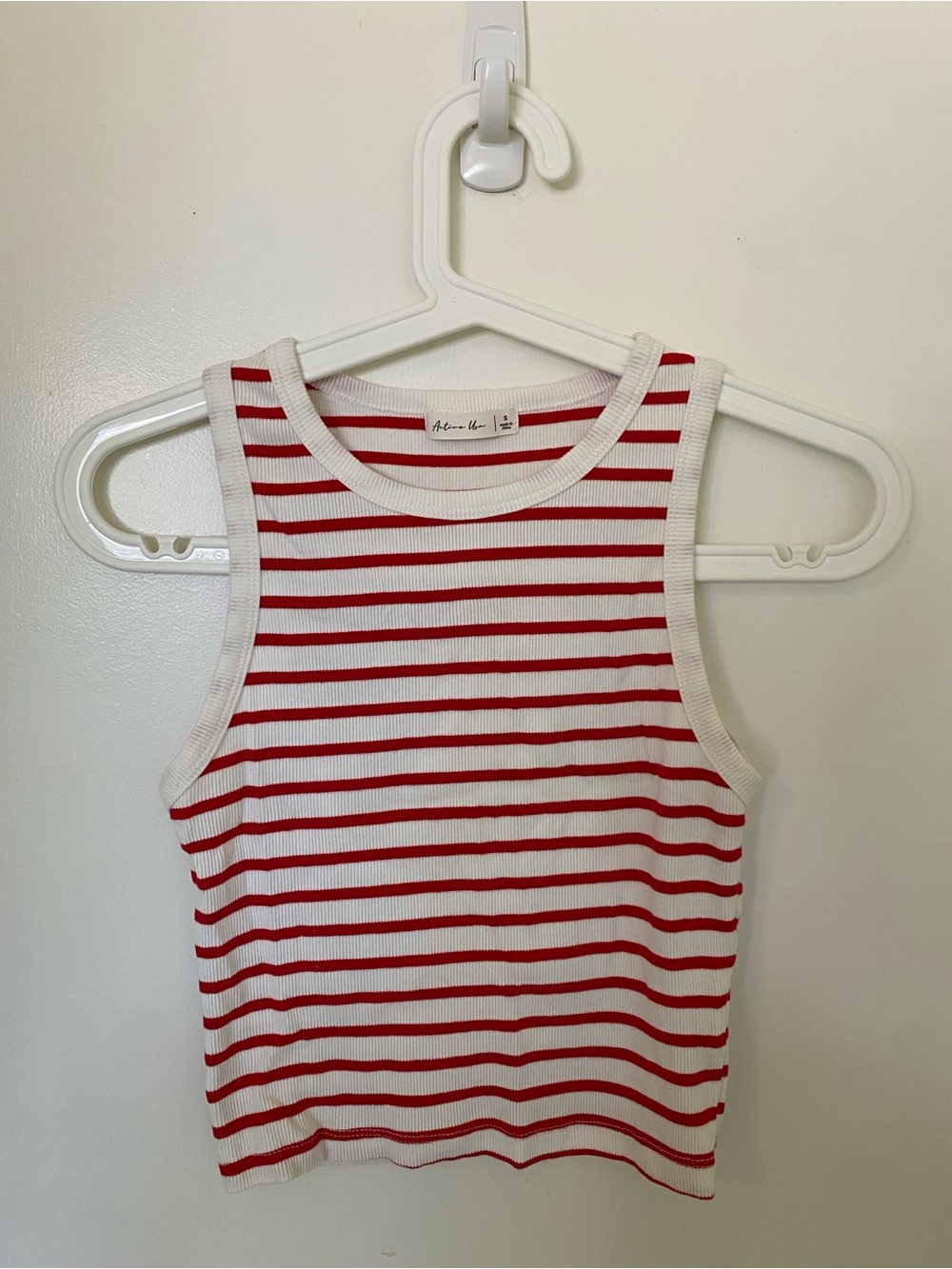 Active USA Red & White Striped Ribbed Tank